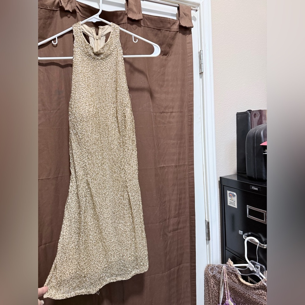 Sherri Hill Gold Backless Dress